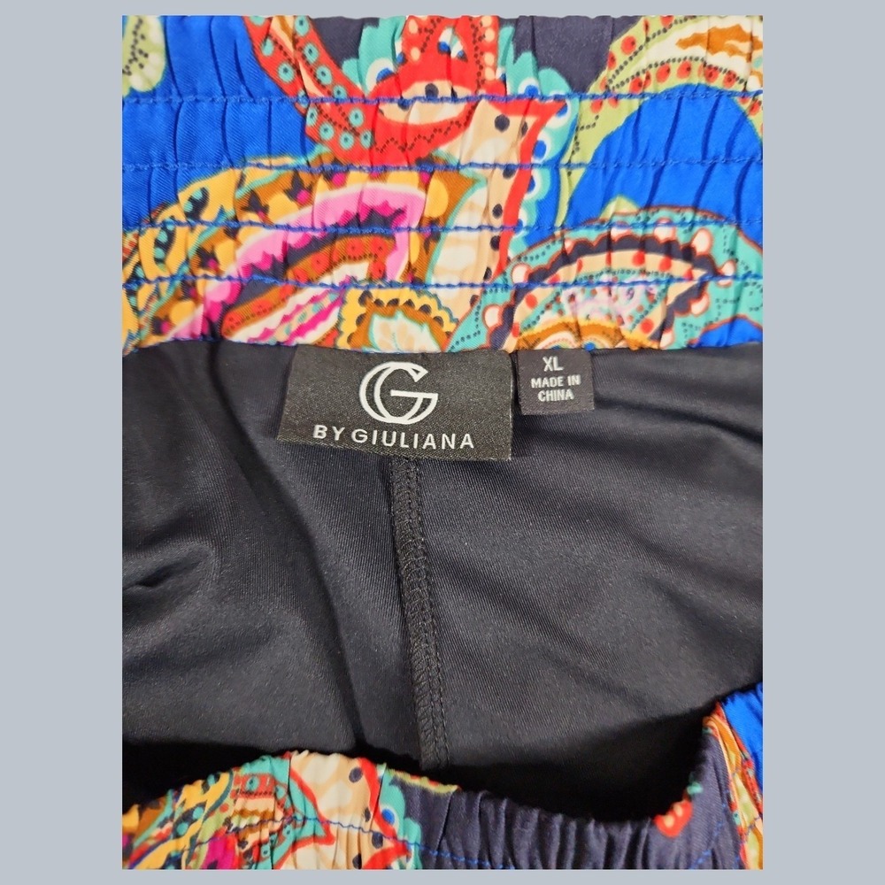G by Giuliana Rancic Paisley Pleated Mini Skort XL Boho Elastic Waist - Picture 7 of 7